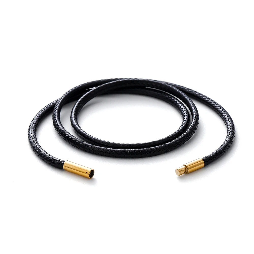 1 Stücke 45/50/60 cm Schwarz Echtes Leder Seil Halskette mit Verschluss Schnur Kette Linie String für DIY Anhänger Schmuck Machen Zubehör – Detail 4