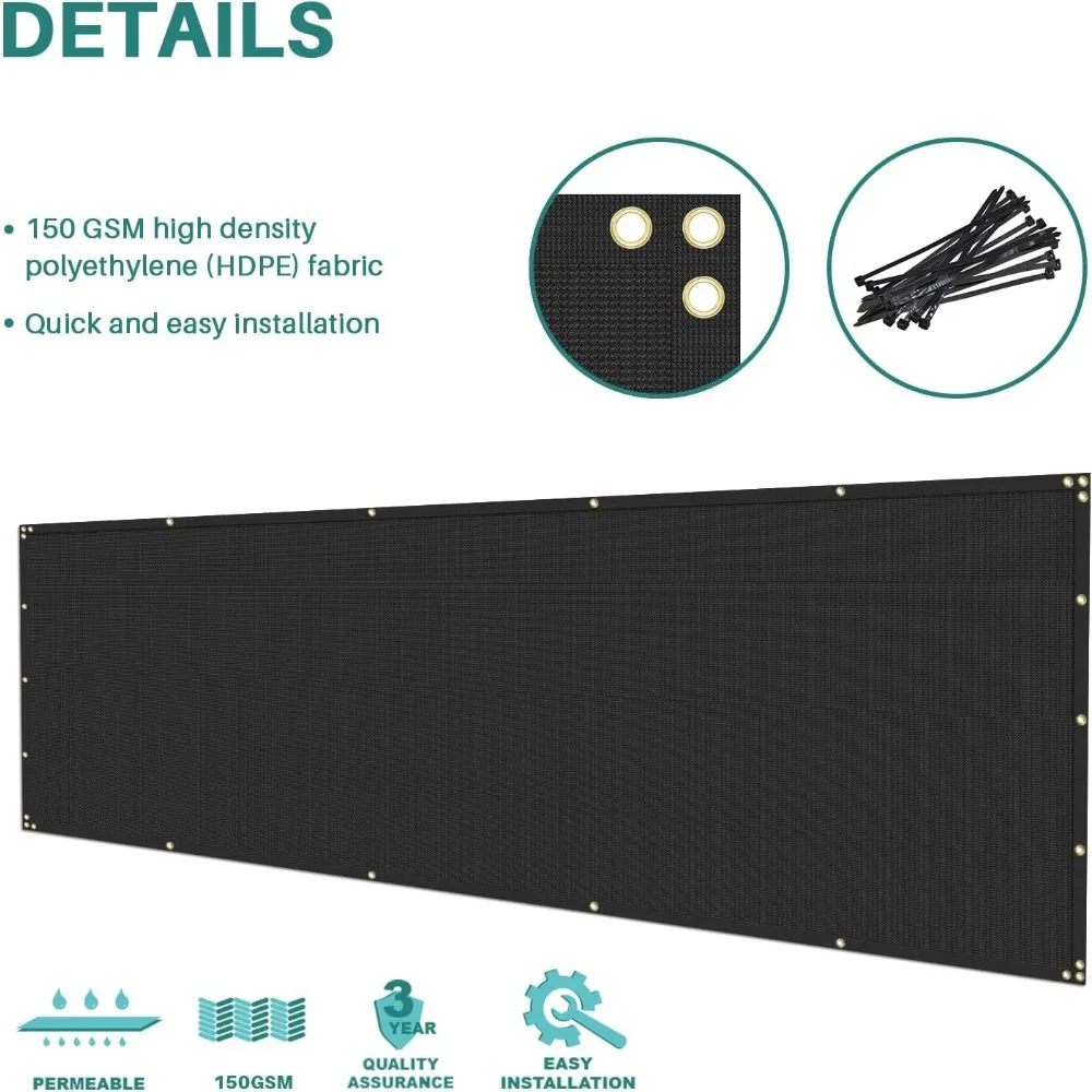8'x300' Privacy Fence Screen Net Fencing 95% Privacy Blockage Windscreen with Grommet for Patio Backyard Garden Swimming Pool