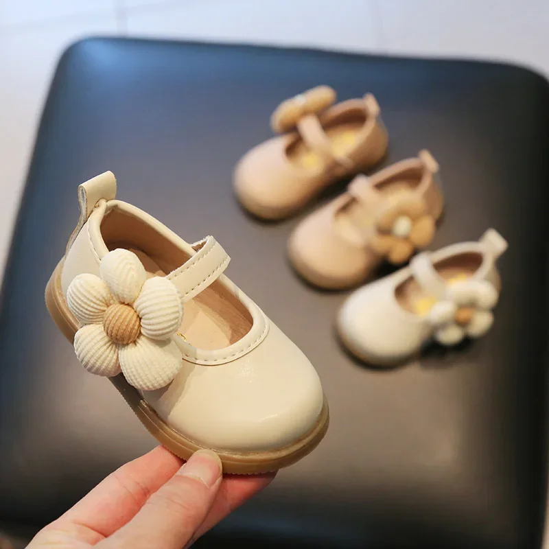 Beautiful Appliques Baby Girl Leather Shoes Spring Autumn Shallow Toddler Party Shoes Child Princess Wedding G07132