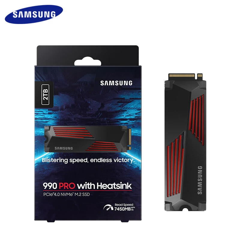 

SSD-диск SAMSUNG 990 Pro, 1 ТБ, Внутренний твердотельный диск с радиатором PCIe Gen4.0 M2 NVMe, оригинальный жесткий диск для настольного ноутбука