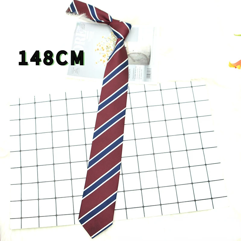 JK Ties Woven Necktie For Men Women Adult Polyester Striped Neckties Uniform College Suit Neckwear Collar Young Girls Trendy Cravat Lazy Tie