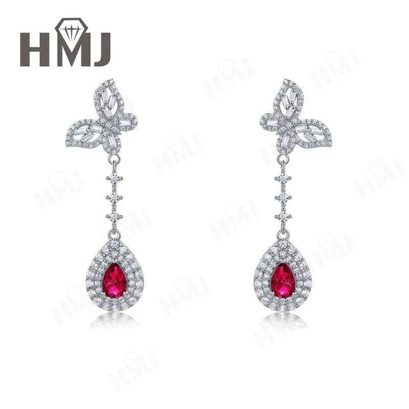 925 Sterling Silber Ohrringe mit Laborgezüchteten Edelsteinen 1ct Birnenförmiger Schliff Grün/Rot/Blau Luxuriöses Muttertagsschmuckgeschenk für Sie Jubiläum – Detail 7