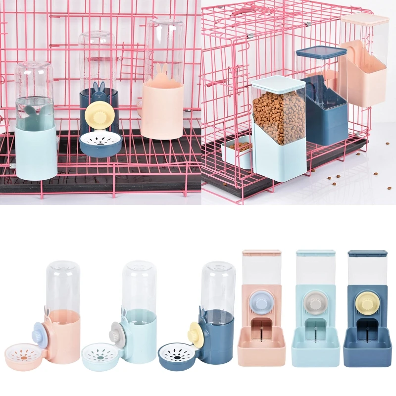 Rabbit Automatic Feeder for Cage Hanging Water Dispenser 17oz Water