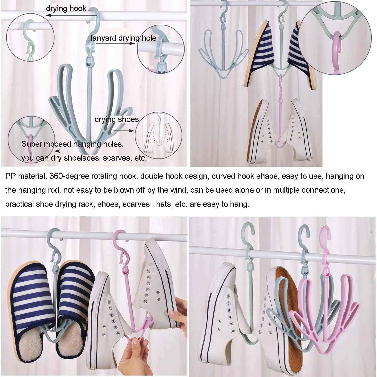 Shoe Rack Plain Windproof Shoe Rack Sun Drying Rack Balcony Shoe Drying Hanging Hanger Hook shoe rack