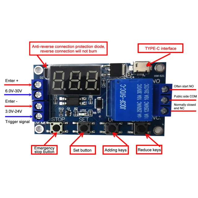 Timer 12v. with independent relay. Automation, timer, scheduler