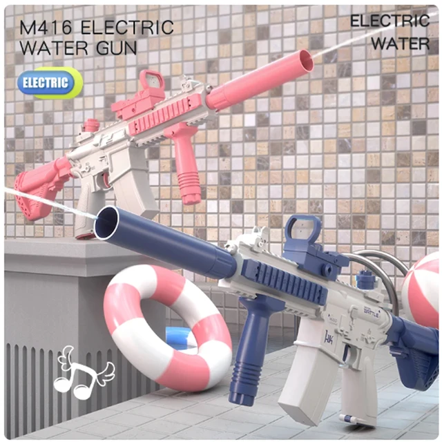 Experimente a Emoção da Batida com a Pistola Elétrica M416 e a Pistola Glock! 3 Pistolas de água elétricas para diversão e emoção de verão