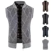 Men's Knitted Vest Autumn Winter Fleece Lined Zipper Sleeveless Sweater Vest Embroidered Outerwear for Men in China