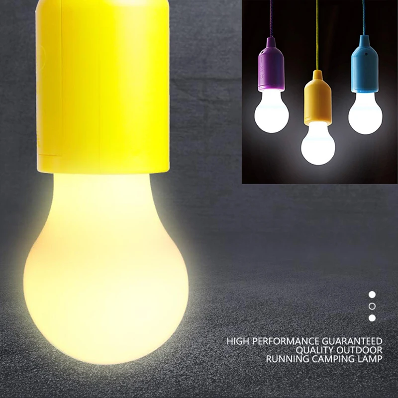 

1*Home Garden Decor Portable LED Pull Cord Light Bulb Battery Operated Hanging Pull Cord Night Lamp Outdoor Camping Tent Light