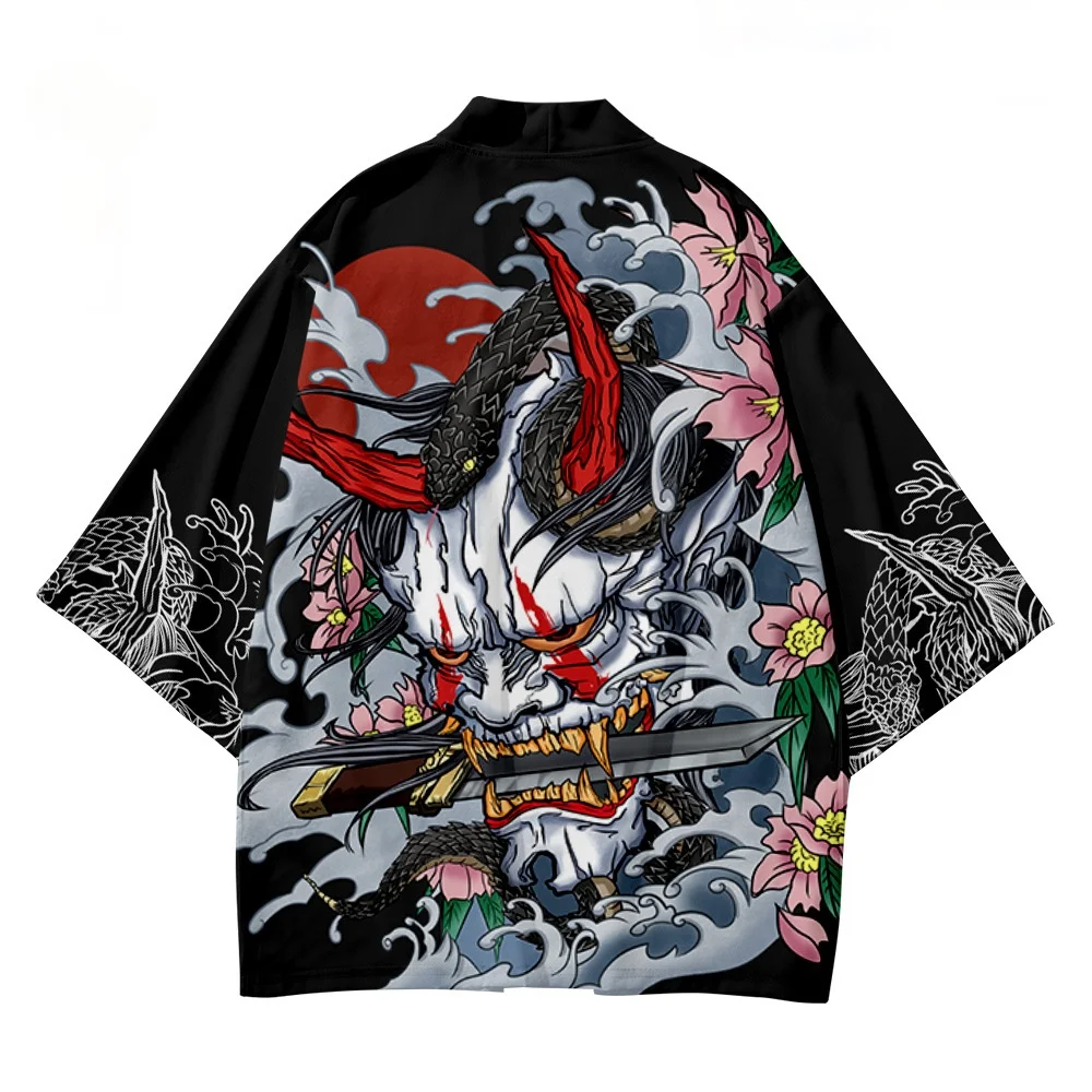 

Demon Kimono Cosplay Samurai Haori Obi Women Men Cardigan Beach Yukata Costume Japanese Streetwear Traditional Jacket Clothes