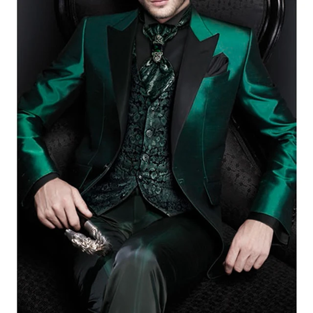 2024 Latest Coat Pant Designs Green Men Suit Slim Fit 3 Piece Tuxedo Groom Style  Suits Custom Prom Party Blazer Terno