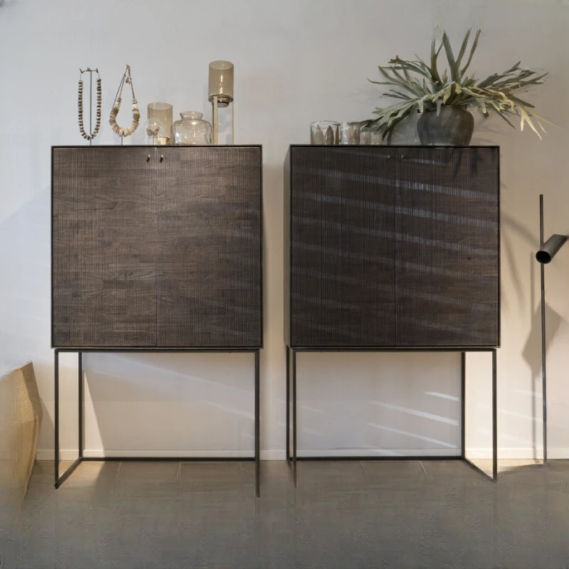 

Nordic creative decorative cabinet, retro high-end wine cabinet, solid wood storage, dining cabinet, hand carved simple and