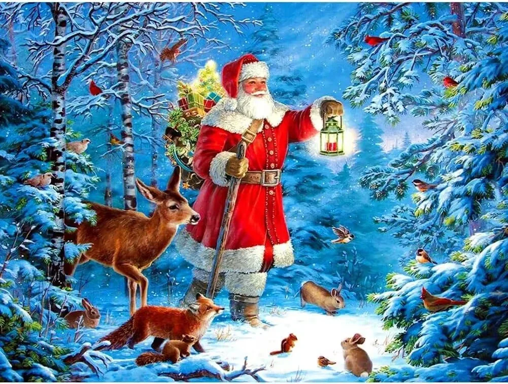 

Sunature Diamond Painting Art Full Square Round Drills Christmas Santa Elk Diamond Painting Kit