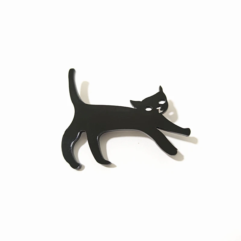 KUGUYS Schwarze Katzenbroschen für Damen, Acryl-Schmuck, Modeaccessoires, Geschenk für Sie – Detail 2