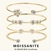 Lnngy Sparkling Moissanite Bracelets For Women Girl Original and Pure 925 Sterling Silver Cuff Bracelet Open Wrist Jewelry Gift