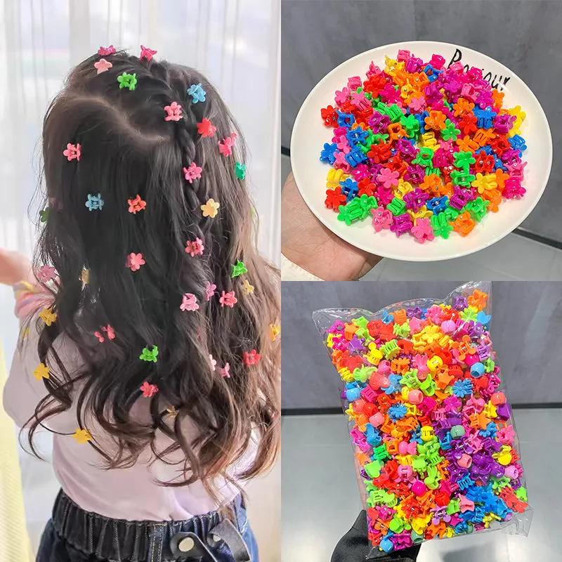 50 stücke Mädchen Nette Bunte Blume Stern Krone Kleine Haar Krallen Schöne Haar Schmücken Klaue Clips Haarnadeln Kinder Süße Haar zubehör