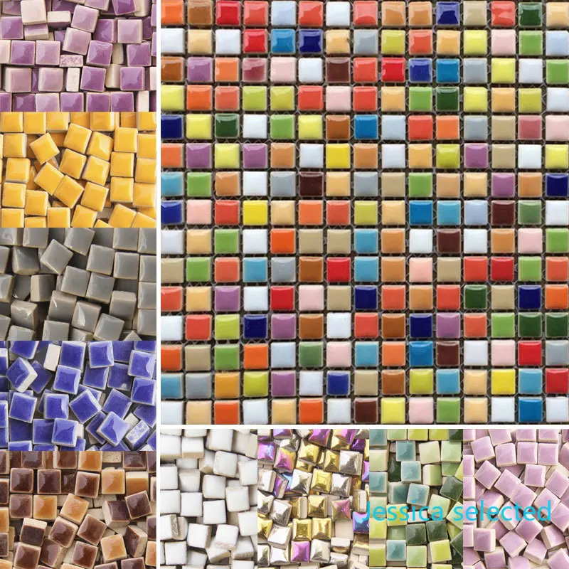 DIY Mosaic Supplies 100g Ceramic Mosaic Tiles Glass Mirror Handmade Ornaments Wall Crafts Colorful Crystal For Decorative Materials