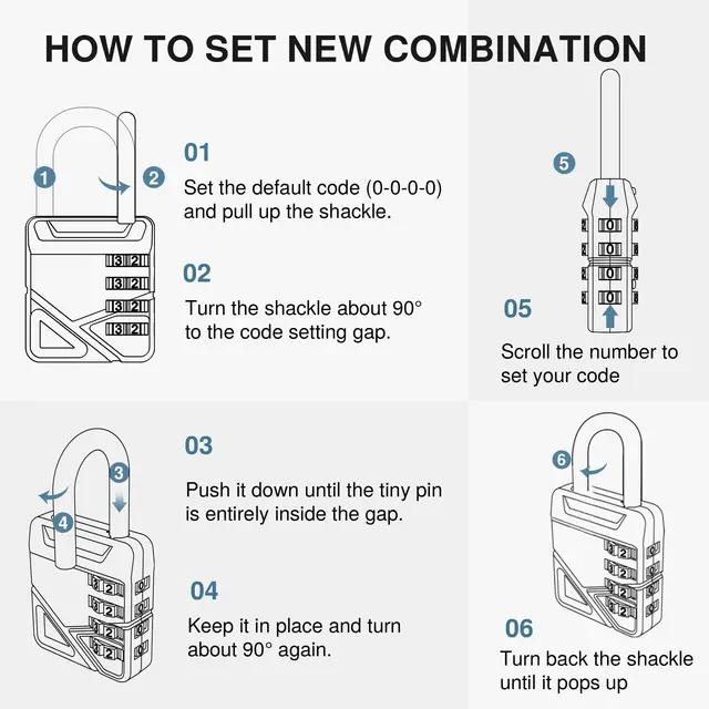 Combination Padlock 4 Digit Waterproof Locks Outdoor Code Lock for Locker School Gym Locker Sports Locker Gate Hasp Storage  ﻿ 3