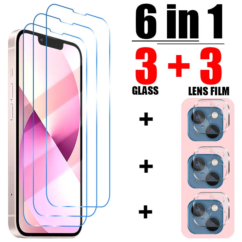 

6 в 1 стекло для телефона iPhone 13 12 11 Pro Max Mini 7 Plus 8 Plus Аксессуары для iphone X XS XR 5 6 6S SE 2020 стекло