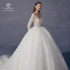 Long Sleeve Wedding Dress 2025 Luxury Shiny Appliques Beaded Ball Gown Princess Bride SwanSarah AV01 customized Vestido De Novia 5