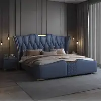 سرير مزدوج على الطراز الإيطالي، سرير مزدوج حديث وبسيط للتخييم، سرير مزدوج فاخر، لوح أمامي للتخزين، أثاث Camas Matrimoniales 5