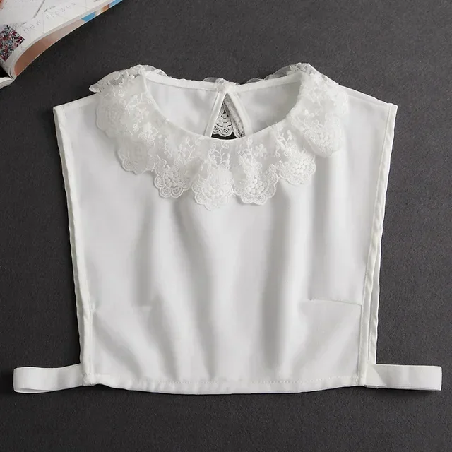 Vintage Lace Front Tie White Detachable Faux Collar