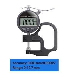 Precision Digital Thickness Gauge - Electronic Micrometer for Measuring Paper, Cloth, and Metal up to 0.01mm Accuracy (0.001mm)