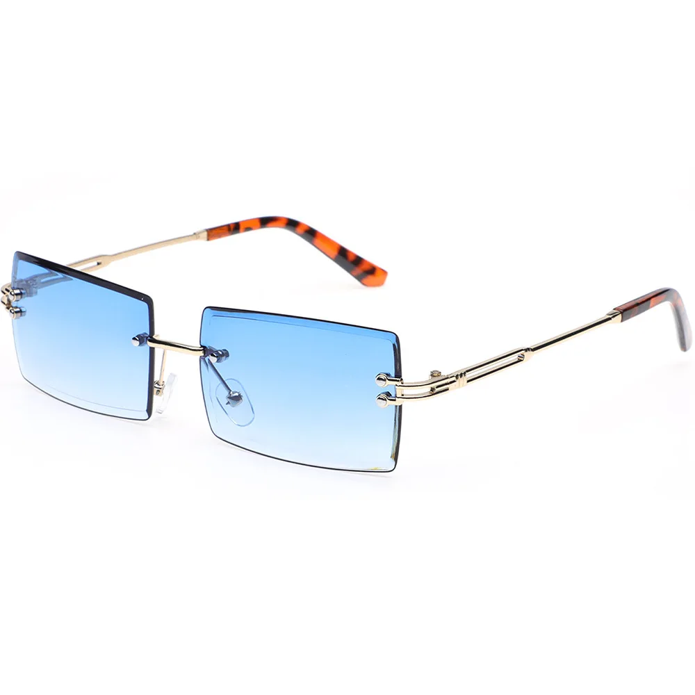 Women Sunglasses Eyewear Metal Rimless Square Frame Ultralight for Sunblock Summer Sports