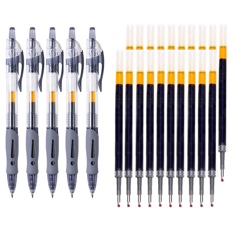 Retractable Gel Pens Set with Black, Red, and Blue Ink for Writing and Office Supplies