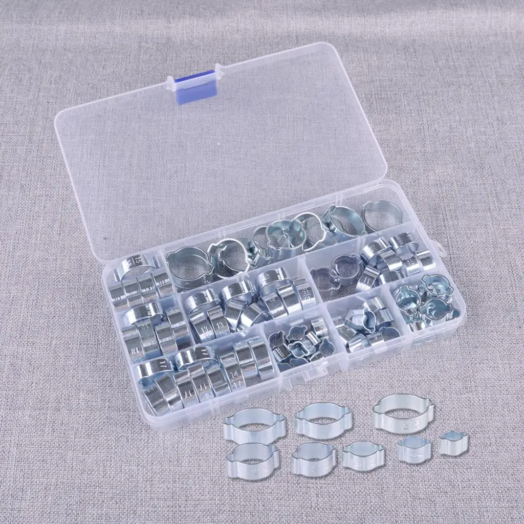 

80 шт. двойной ушной шланг обжимной О-образный зажим для воздуха топлива силикона бензиновой трубы водопроводная труба крепежный зажим Универсальный для мотоцикла лодки вездехода автомобиля