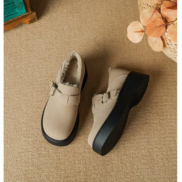 

Winter Shoes Women Loafers Fur Casual Female Sneakers Round Toe Clogs Platform Moccasin Driving Creepers New Leisure Slip-On Ru