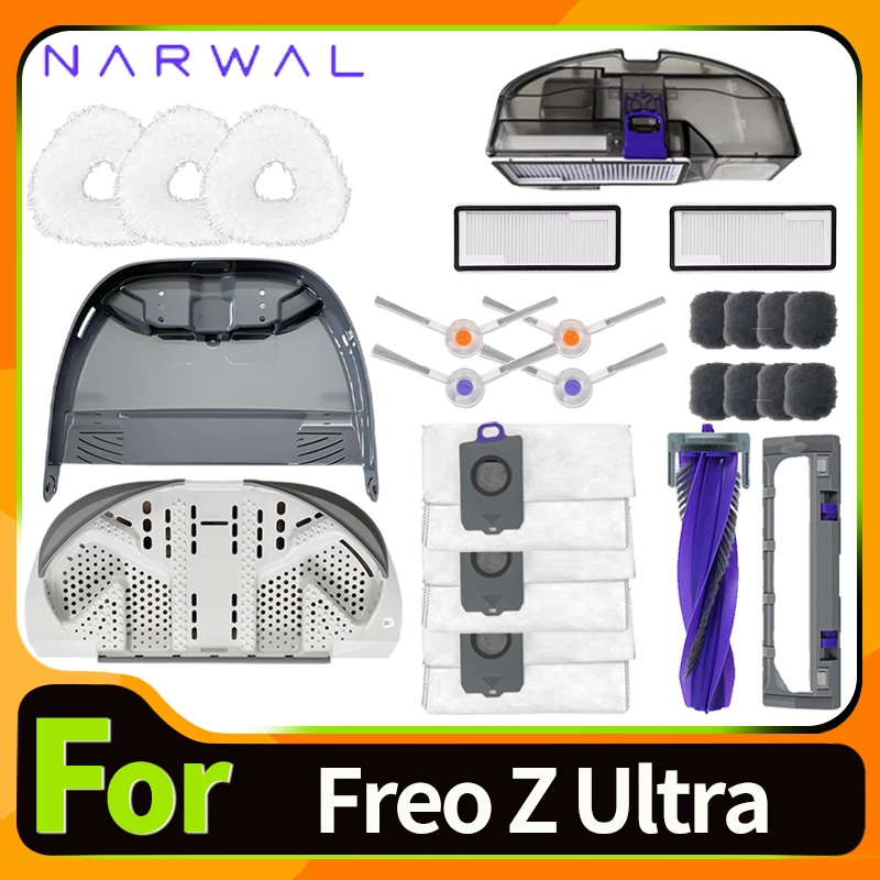 Accessories For ë‚˜ë¥´ì™ˆ Narwal Freo Z Ultra Robot Vacuum Cleaner Roller Side Brush HEPA Filter Mop Pad Dust Bag Replacement Parts