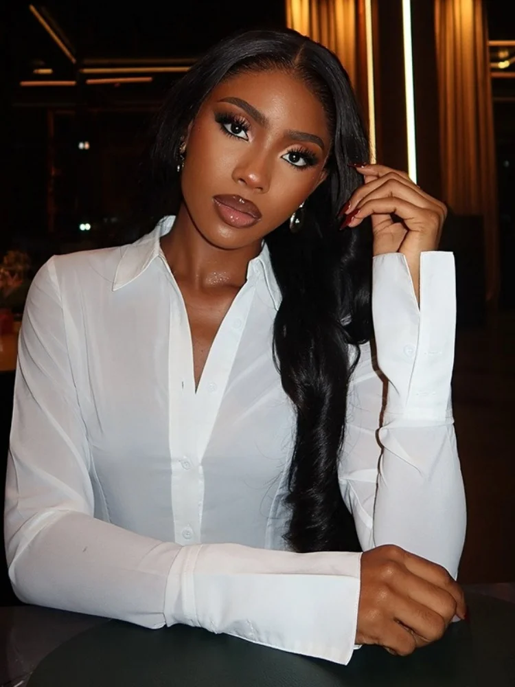 Wmstar Dress Women Wholesale Fashionable Elegant Clothing Solid Pleated Deep V Neck Long Sleeved Slightly Transparent Short