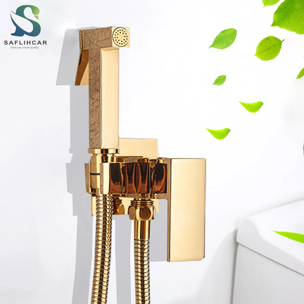 Luxurious Gold Bathroom Bidet Faucet Hygienic Clean High Pressure Bidet Portable Bidet Gun