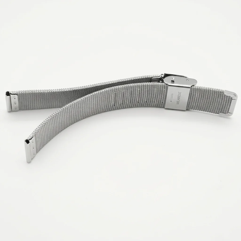 Sleek Stainless Steel Milanese Loop Watch Band Bracelet - Versatile Double Clasp Strap