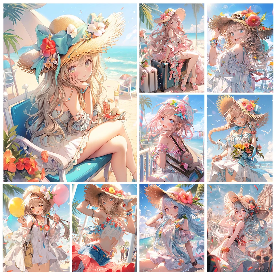 5D Sammy Cult Party Kei Gril Diamond Art Painting Seaside Dreams DIY Full  Diamond Mosaic Crystal Embroidery Sets Home Decor