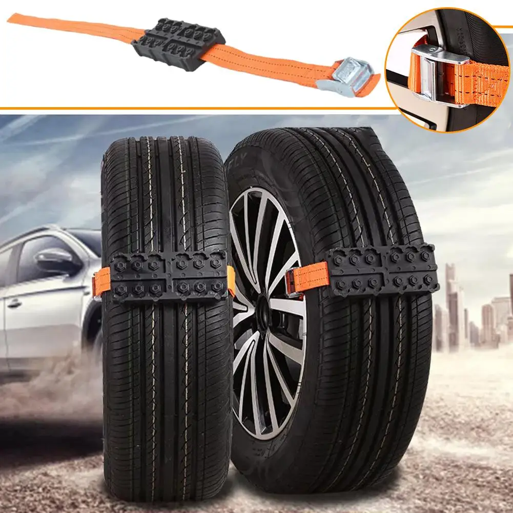 1pc Universal Car Motor Tire Anti-Skid Chain For Snow Mud Ice Tire Chain Straps Traction Blocks Emergency Snow Mud Sand Durable