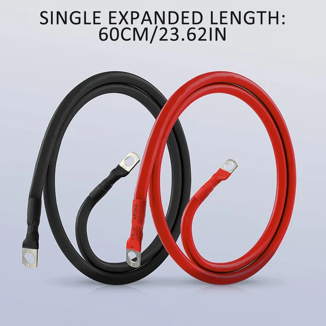 2AWG 2inch Gauge Battery Cable Set with 3/8inch Lugs Durable Battery Power  Inverter Cable Copper Power Inverter Wire for Car - AliExpress