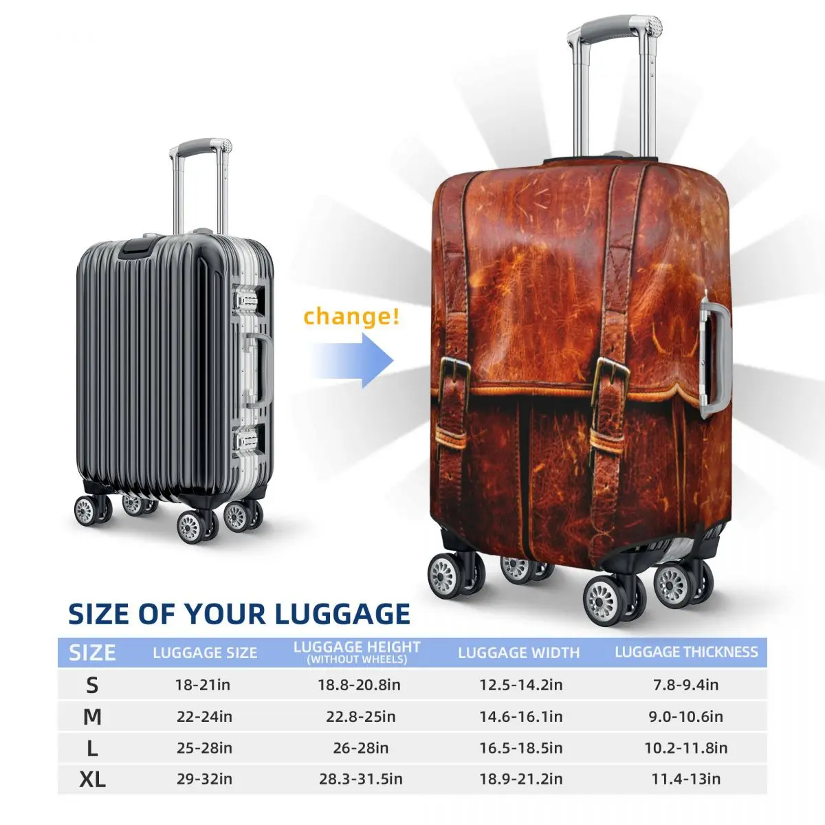 Custom Fashion Abstract Leather Textures Luggage Cover Protector Washable 3D Medieval Pattern Travel Suitcase Covers 6
