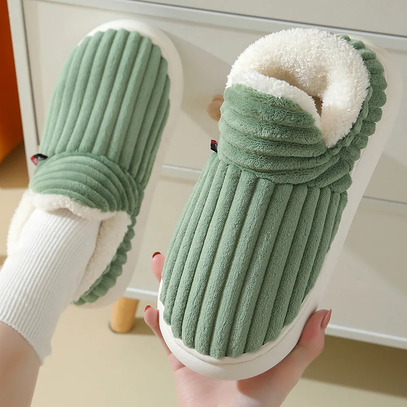 Shevalues Fashion Fur Slippers For Women Men Winter Warm ankles Cozy Furry Slides Home Indoor Soft Sole Plush Slides Cotton Shoe yishen women slippers waterproof winter house slippers removable insole warm fleece silence slides couple shoe pantoufles femmes