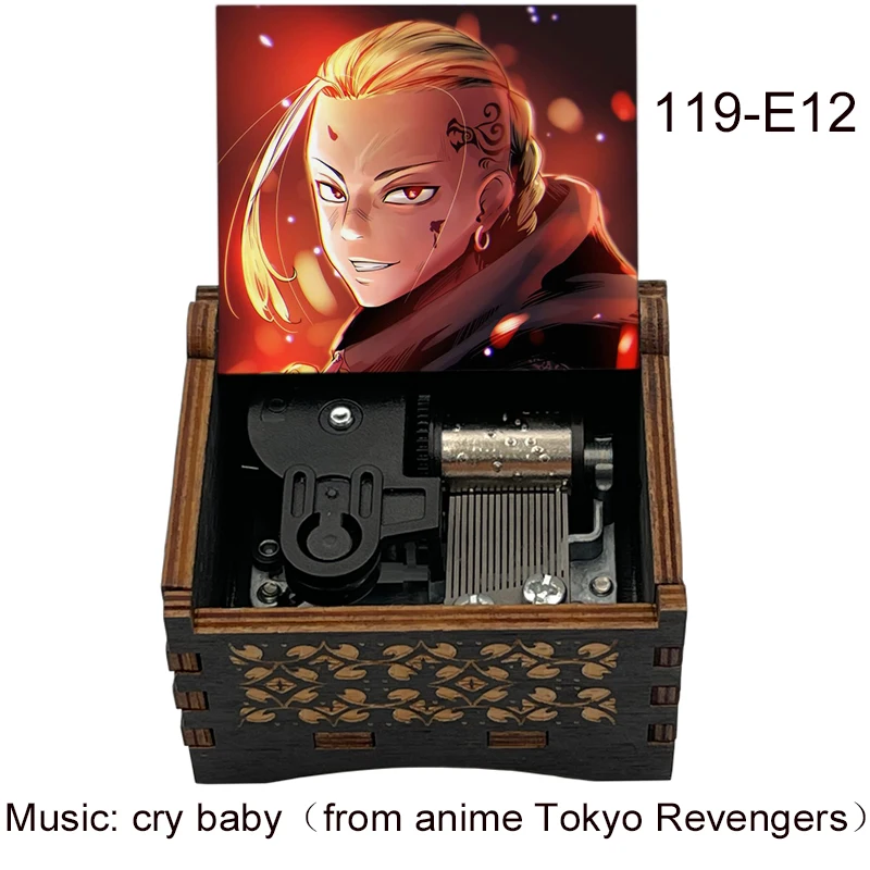 Color Print Anime Tokyo Revengers Figure Music Cry Baby Wood Mechanical Music Box for Anime Friends Birthday Children Fans Gift