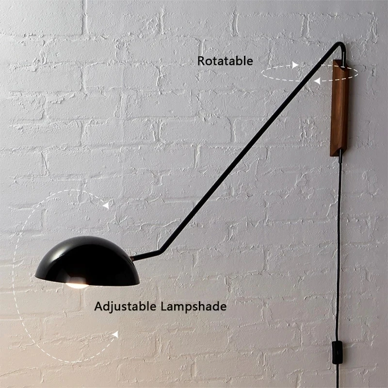 

Rotating Swing Arm Iron Wall Hanging Light Home Decor Bedroom Living Room Reading Lamp Scandinavia Minimalist Bedside Wall Lamps