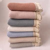 Tassel Baby Blankets Newborn Waffle Cotton Baby Swaddle Blanket New Born Stroller Blanket Bedding Items Infant Nap Bed Cover 1