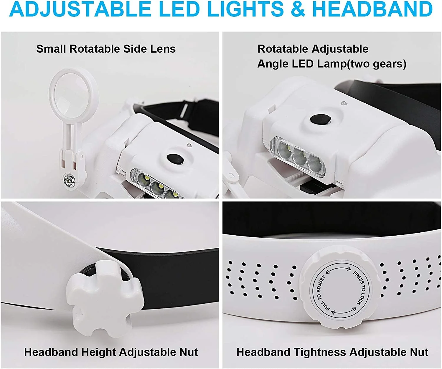 Z30 Headband Magnifier Illuminated Rechargeable Repair Solder Magnify Glasses Interchangeable Lens Third Hand Loupe For Solder headband magnifier,head wearing magnifier