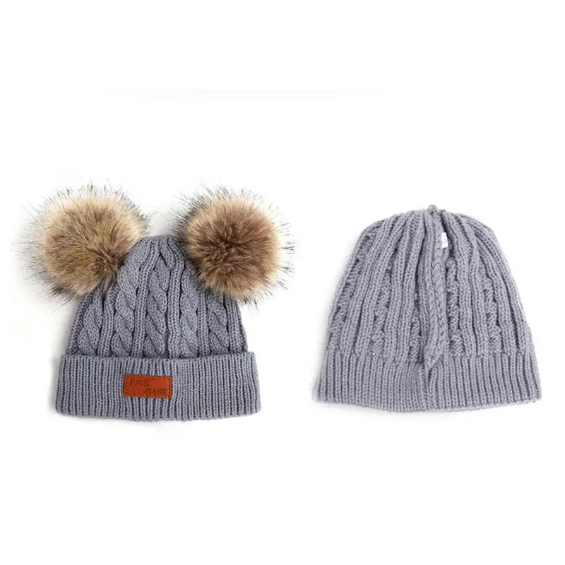 Toddler Beanies With Pom Pom Knitted Toddler Beanie Hats Comfortable Warm Stretchy Kids Beanie Hats For Boys Girls Baby