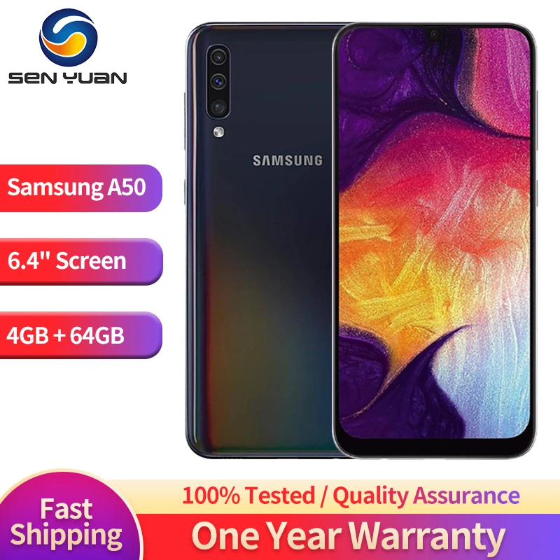 Original Samsung Galaxy A50 A505F A505U 4G Mobile Phone 4GB RAM 64GB