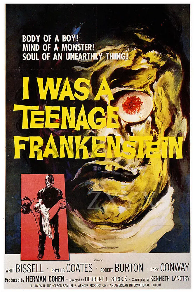 

Vintage Science Fiction Horror Movie Poster I was A Teenage Frankenstein