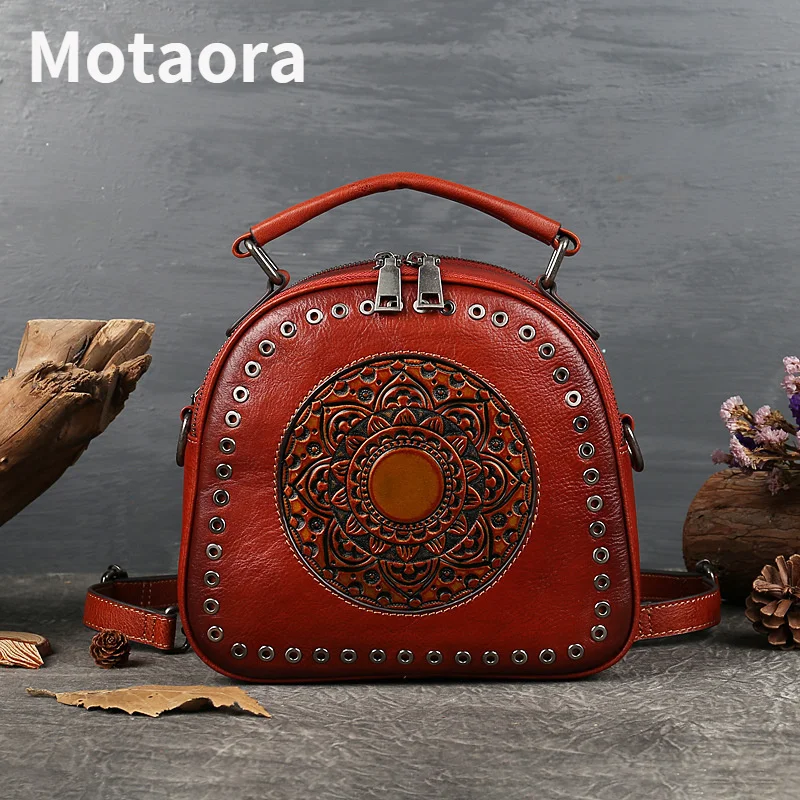 

Retro Totem Women Real Leather Handbags For Ladies Hand Bag 2023 New Woman Luxury Handbag Cowhide Designer Shoulder Bags