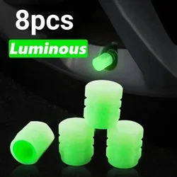Luminous Valve Caps Set - Radiant Wheel Decoration (Green - 8pcs)