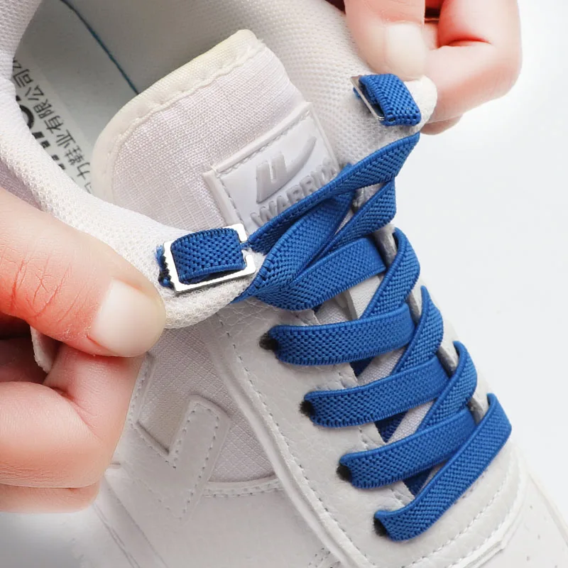 

children adult classics Solid color shoelace sneakers No Tie Elastic shoelaces 8MM wide No Tie flat Quick shoelaces