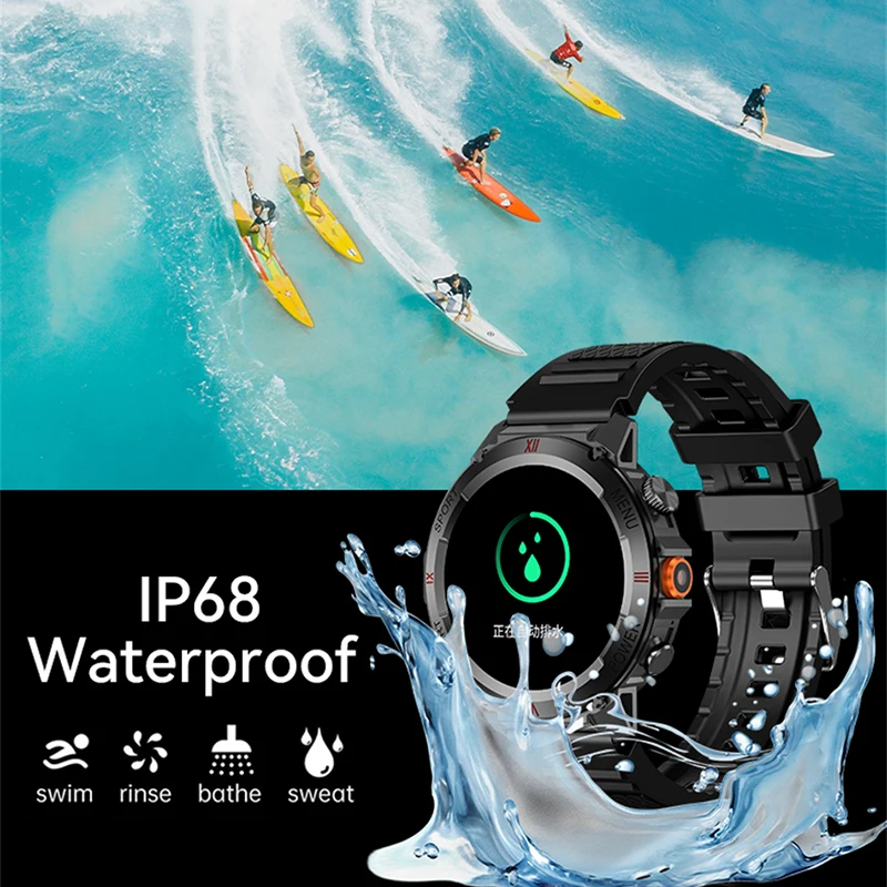 1.46" Flashlight Bluetooth Call Smart Watch Men Women GPS Sport Track Bluetooth Call IP68 Waterproof Smartwatch Man 2024 New